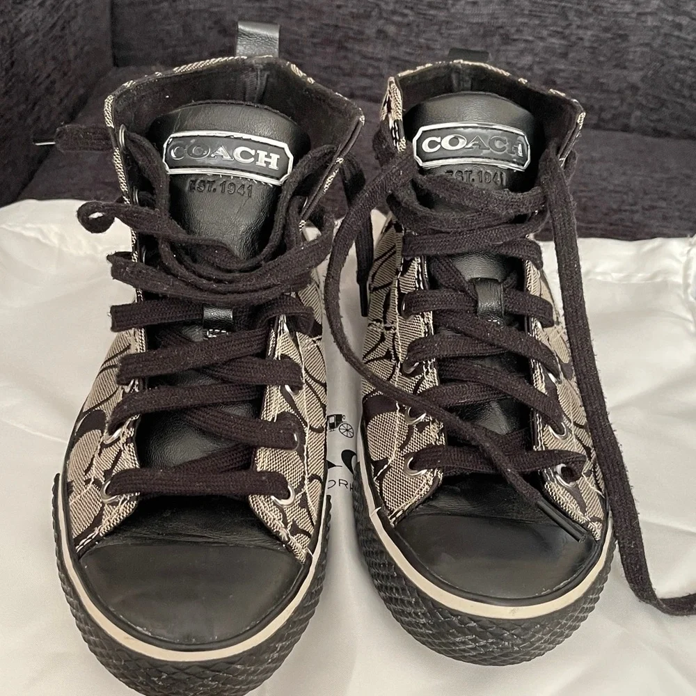 Coach Women's High-Top Sneakers - Black and Grey - Picture 5 of 8